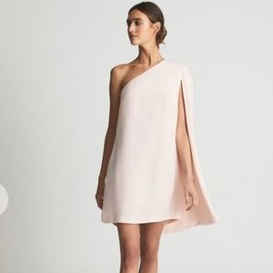 NWT REISS Samantha Nude Cape One Shoulder Mini Dress - Size 8